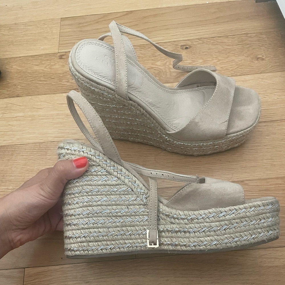 ASOS Design Cork Women’s Metallic and Suede Wedges